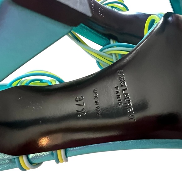 Saint Laurent Pool 105  Multi Strap High Heel Slingback Sandals EU 37.5  US 7.5 - Picture 10 of 11